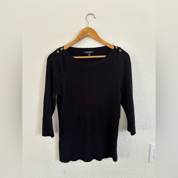 Roz & Ali Black Top with Gold Button Detail - Picture 7 of 8